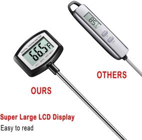 img 3 attached to 🌡️ KTKUDY Large LCD Meat Thermometer - 5.3 Inches Extra Long Probe - Digital Cooking Thermometer with Instant Read Sensor and Clip for Kitchen BBQ Grilling Smoker Meat Liquids Candy and Food Temperature