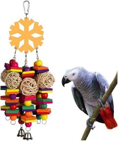 img 4 attached to Игрушки для попугаев Coppthinktu - колокольчики и разноцветные деревянные бусины - игрушка для ара, африканского серого попугая, кокату и амазонки