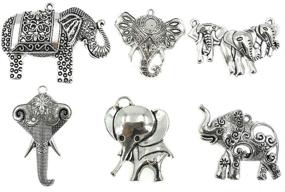 img 2 attached to 🐘 Kinteshun Elephant Charm Pendant Connector Set for DIY Jewelry Making - 17pcs in Antique Silver Tone