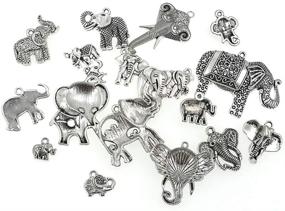 img 3 attached to 🐘 Kinteshun Elephant Charm Pendant Connector Set for DIY Jewelry Making - 17pcs in Antique Silver Tone