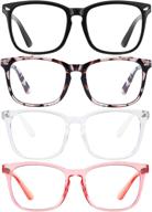 👓 square nerd eyeglasses frame with blue light blocking technology - anti blue ray computer glasses, non prescription logo