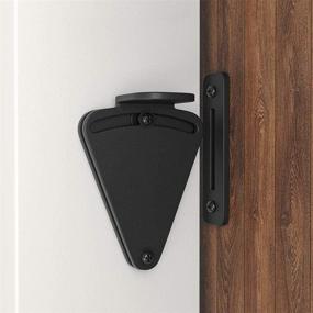 img 2 attached to 🔒 WINSOON Black Steel Barn Door Lock Hardware - Sliding Privacy Latch for Closet, Shed, and Pocket Doors, Wood Gates - Black