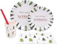 🎉 20-piece white christmas party pack: disposable plates, napkins, cups & straws for better seo logo
