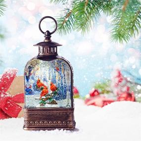 img 4 attached to 🎄 Family Christmas Snow Globe with Red Cardinals Ornament, Glitter Water Lantern for Kids, Women, Men