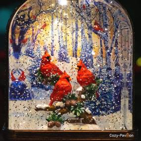 img 1 attached to 🎄 Family Christmas Snow Globe with Red Cardinals Ornament, Glitter Water Lantern for Kids, Women, Men