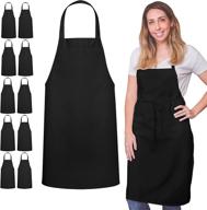 🍽️ bulk pack of 12 black unisex bib aprons - machine washable for kitchen, craft, bbq, drawing, outdoors - by green lifestyle logo
