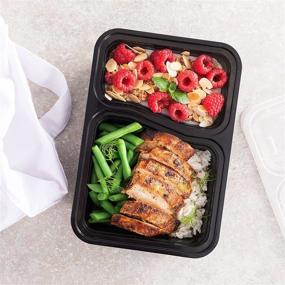 img 1 attached to 🍱 Igluu Meal Prep Containers [10 Pack] 2 Compartment with Airtight Lids - Plastic Food Storage Bento Box - BPA Free - Reusable Lunch Boxes - Microwave, Freezer, Dishwasher Safe (30 oz)