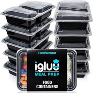🍱 igluu meal prep containers [10 pack] 2 compartment with airtight lids - plastic food storage bento box - bpa free - reusable lunch boxes - microwave, freezer, dishwasher safe (30 oz) logo