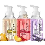 🧼 lovery foaming hand soap - 3-pack moisturizing hand soap with aloe vera & essential oils - honey almond, pomegranate peach, lavender jasmine scents - alcohol-free hand wash for kitchen or bathroom - bonus swarovski bracelet logo