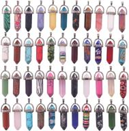 44pcs healing pointed chakra beads crystal quartz stone charms pendants 💎 for diy necklace jewelry making gift - natural stone gemstone bullet shape logo