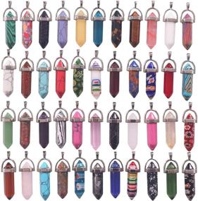 img 4 attached to 44pcs Healing Pointed Chakra Beads Crystal Quartz Stone Charms Pendants 💎 for DIY Necklace Jewelry Making Gift - Natural Stone Gemstone Bullet Shape