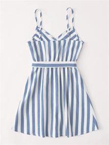 img 3 attached to 👗 SOLY HUX Girl's Striped Spaghetti Strap Surplice V Neck Short Dress with Belt