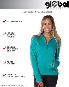 img 2 attached to 🧘 Global Blank Women’s Slim Fit Lightweight Full Zip Up Yoga Activewear Jacket