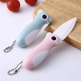 img 2 attached to 🔪 Compact Ceramic Paring Knife Set - Super Sharp Blades, 2-Pack Folding Knives for Easy Fruit and Vegetable Cutting, Portable & Stylish Design (Pink and Blue)
