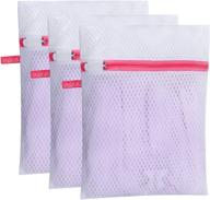🧺 pack of 3 small 125gsm diamond mesh laundry bags | durable & lead-free | 9 x 12 inches | premium zipper & hanging loop | wash bag for delicates, lingerie, bras, socks | washing machine compatible logo