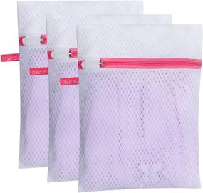 img 4 attached to 🧺 Pack of 3 Small 125gsm Diamond Mesh Laundry Bags | Durable & Lead-Free | 9 x 12 Inches | Premium Zipper & Hanging Loop | Wash Bag for Delicates, Lingerie, Bras, Socks | Washing Machine Compatible