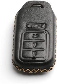 img 2 attached to WFMJ Leather For Honda Civic Fit Accord Pilot CR-V Remote 4 Buttons Key Fob Case Holder Cover Keychain Chain (Black)