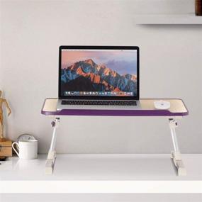 img 2 attached to 🎓 GOFLAME Laptop Table for Bed, Adjustable Standing Desk with Foldable Legs, Notebook Tray for Couch &amp; Sofa, Laptop Riser, Outdoor Camping Table (Purple)