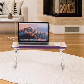 img 3 attached to 🎓 GOFLAME Laptop Table for Bed, Adjustable Standing Desk with Foldable Legs, Notebook Tray for Couch &amp; Sofa, Laptop Riser, Outdoor Camping Table (Purple)