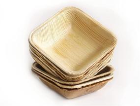 img 1 attached to 🌿 50pcs Patra Classic: High-quality 4 Inch Square Palm Leaf Deep Mini Bowls - Eco-Friendly, Biodegradable, and Compostable Disposable Tableware for Condiments, Sliders, and Desserts