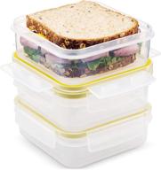 🍱 komax biokips food storage sandwich lunch box container 23oz. (set of 3) - ultimate airtight and leakproof lunch containers with locking lids - bpa free plastic - microwave, freezer, and dishwasher safe логотип