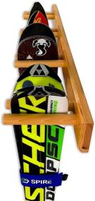 img 1 attached to 🎿 Timber Ski Wall Rack for Home and Garage Storage - Holds 4 Pairs of Skis, Wood Mount System by StoreYourBoard