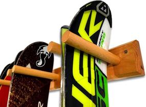 img 3 attached to 🎿 Timber Ski Wall Rack for Home and Garage Storage - Holds 4 Pairs of Skis, Wood Mount System by StoreYourBoard