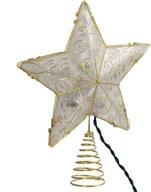 🌟 kurt adler 10-light 8.5-inch gold reflective star tree topper logo