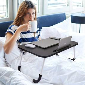 img 1 attached to 🛏️ Foldable Laptop Bed Tray Desk - Lap Desk Bed Table Tray for Eating, Writing, Tablet Stand - Laptop Table Tray Stand for Adults, Students, Kids