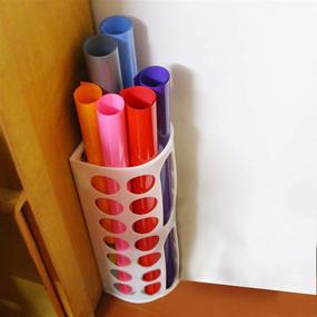 img 1 attached to 📦 Lunies Vinyl Storage Rack 14-Holes - Organize and Protect Your Adhesive Vinyl Sheets, Heat Transfer Paper, and Wrapping Paper - 2 Pack White Vinyl Roll Holder for Craft Room Efficiency
