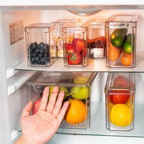 img 1 attached to 🍎 Pomeat Set of 7 Stackable Refrigerator Organizer Bins - Clear Plastic Fridge Storage Bins for Veggie, Berry, Fruit, Veg, Meat - Ideal for Kitchen and Pantry Organization