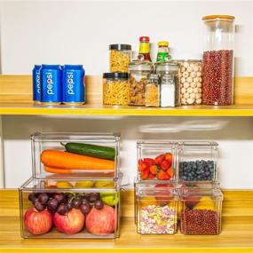 img 2 attached to 🍎 Pomeat Set of 7 Stackable Refrigerator Organizer Bins - Clear Plastic Fridge Storage Bins for Veggie, Berry, Fruit, Veg, Meat - Ideal for Kitchen and Pantry Organization