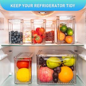 img 3 attached to 🍎 Pomeat Set of 7 Stackable Refrigerator Organizer Bins - Clear Plastic Fridge Storage Bins for Veggie, Berry, Fruit, Veg, Meat - Ideal for Kitchen and Pantry Organization