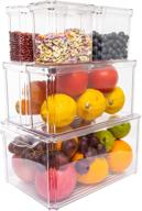 🍎 pomeat set of 7 stackable refrigerator organizer bins - clear plastic fridge storage bins for veggie, berry, fruit, veg, meat - ideal for kitchen and pantry organization логотип