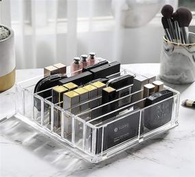 img 2 attached to Cedilis Clear Acrylic Palette Organizer: Multi-functional Makeup Storage Solution with Removable Dividers, 8 Spaces, Horizontally & Vertically