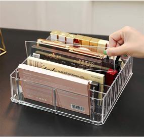 img 1 attached to Cedilis Clear Acrylic Palette Organizer: Multi-functional Makeup Storage Solution with Removable Dividers, 8 Spaces, Horizontally & Vertically