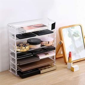 img 3 attached to Cedilis Clear Acrylic Palette Organizer: Multi-functional Makeup Storage Solution with Removable Dividers, 8 Spaces, Horizontally & Vertically