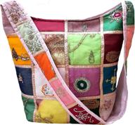 👜 chic embroidered patchwork shoulder handbags & wallets: traditional women's satchels for fashionable style logo