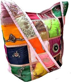 img 2 attached to 👜 Chic Embroidered Patchwork Shoulder Handbags & Wallets: Traditional Women's Satchels for Fashionable Style