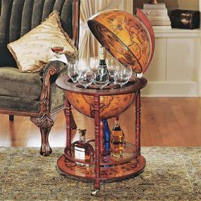 img 3 attached to 🌍 Exquisite Design Toscano Replica Globe Bar Cart Cabinet with Wheels – Captivating 16th-Century Italian Aesthetic in Sepia Finish!