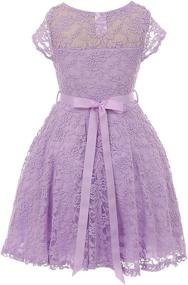 img 2 attached to 👗 Stylish Cap Sleeve Lace Skater Dress with Stone Belt for Little Flower Girls