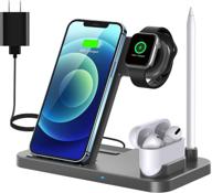 🔌 4 in 1 wireless charging station - qi-certified fast charger for apple watch, airpods pro, iphone 11/11 pro/x/xs/xr/xs max/8/8 plus - also compatible with samsung galaxy s20/s10 logo