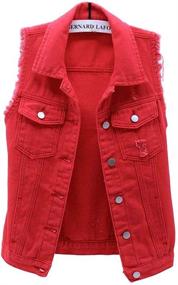 img 4 attached to 👗 Wardrobe Essential: HALITOSS Women's Buttoned Washed Sleeveless Clothing - Chic Fashion for Every Occasion