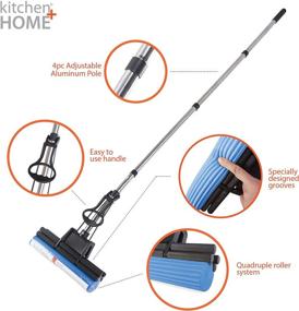 img 3 attached to Kitchen + Home PVA Sponge Mop - Super Absorbent 11'' Quadruple Roller PVA Foam Sponge Mop: The Ultimate All-Purpose Floor Cleaner