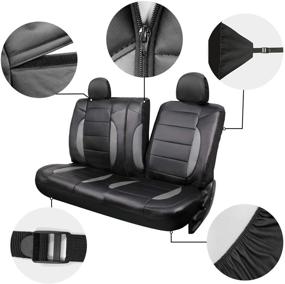 img 3 attached to Leader Accessories Mustang Platinum Faux Leather Black/Grey Universal Rear Split Bench Seat Cover 40/60 50/50 with Headrest Cover - for Enhanced SEO