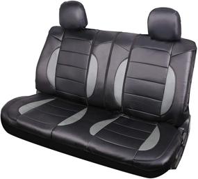 img 4 attached to Leader Accessories Mustang Platinum Faux Leather Black/Grey Universal Rear Split Bench Seat Cover 40/60 50/50 with Headrest Cover - for Enhanced SEO