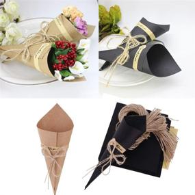 img 1 attached to Yalulu 50 PCS Brown/Black Kraft Paper Cones Candy Boxes Ice Cream Flower Holder DIY Wedding Table Decor Party Gift Box (Brown) - Perfect for Wedding Favors and Party Decor