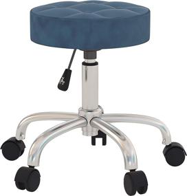 img 3 attached to Blue Velvet Hillsdale Nora Adjustable Backless Vanity/Office Stool with Casters - Enhanced SEO+