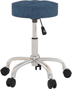 img 2 attached to Blue Velvet Hillsdale Nora Adjustable Backless Vanity/Office Stool with Casters - Enhanced SEO+