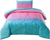 🛏️ jqinhome twin glitter comforter sets blanket - sparkling pink glitter themed bedding for girls teen kids women - all-season reversible quilted duvet logo